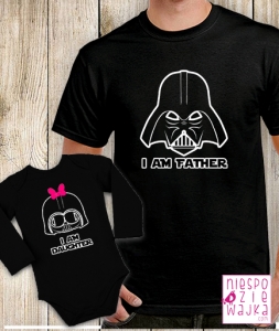 Komplet koszulka+body I am father/I am daughter dla Taty i córki - czarne