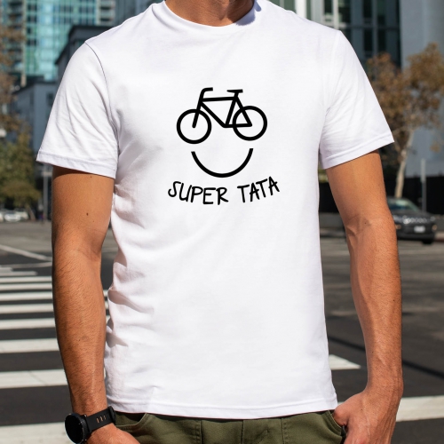 Koszulka biała L Super Tata na rower