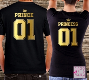 Komplet 2szt koszulek Prince/Princess czarne