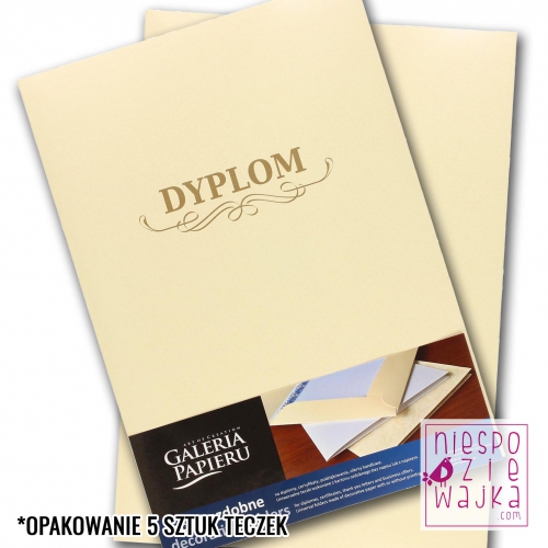 Teczka ozdobna kremowa Iceland z napisem DYPLOM 5 sztuk
