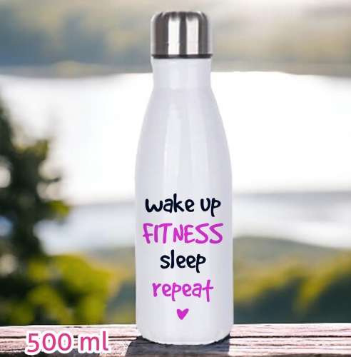 Butelka na wodę  Wake up [fitness] sleep repeat na siłownię, fitness