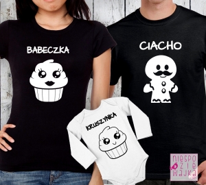 Komplet 2 koszulek+bodyKR Ciacho/Babeczka/Kruszynka flex