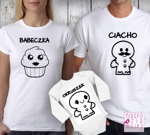 Komplet 2 koszulek+bodyKR Ciacho/Babeczka/Okruszek flex