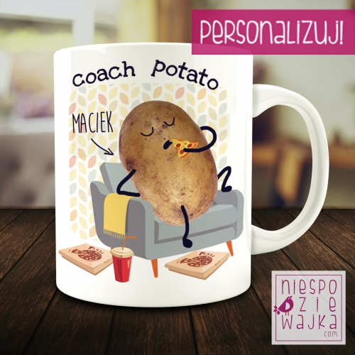 Kubek Coach potato [imię] dla niego