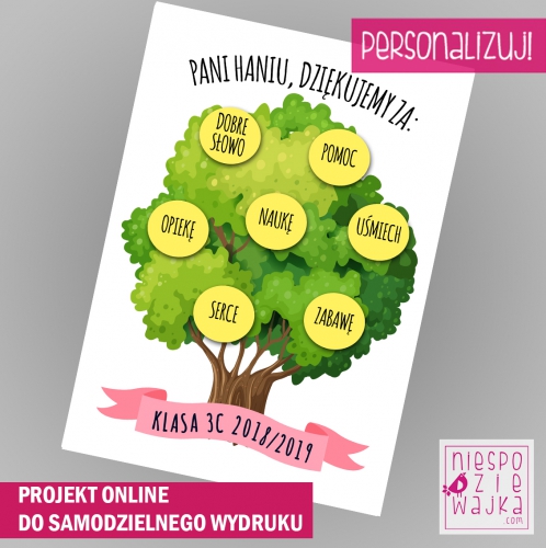 Projekt online - Podziękowanie dla Pani Nauczycielki drzewko