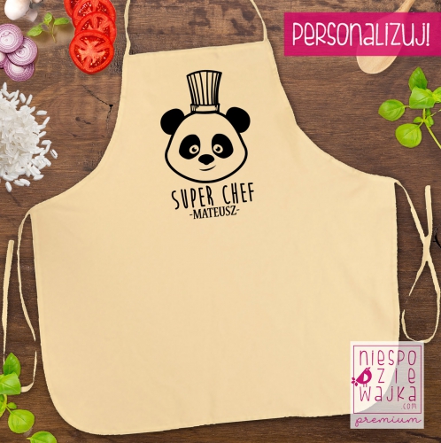Fartuch kuchenny Super Chef Panda + [imię]
