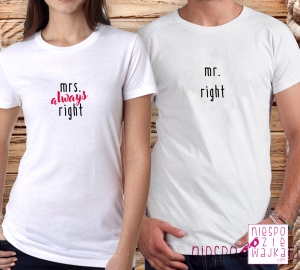 Komplet 2szt koszulek Mr. Right/Mrs. Always Right
