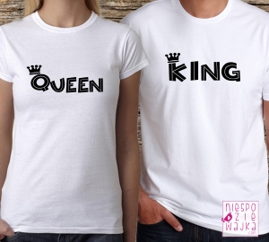 Komplet 2 koszulek King/Queen białe